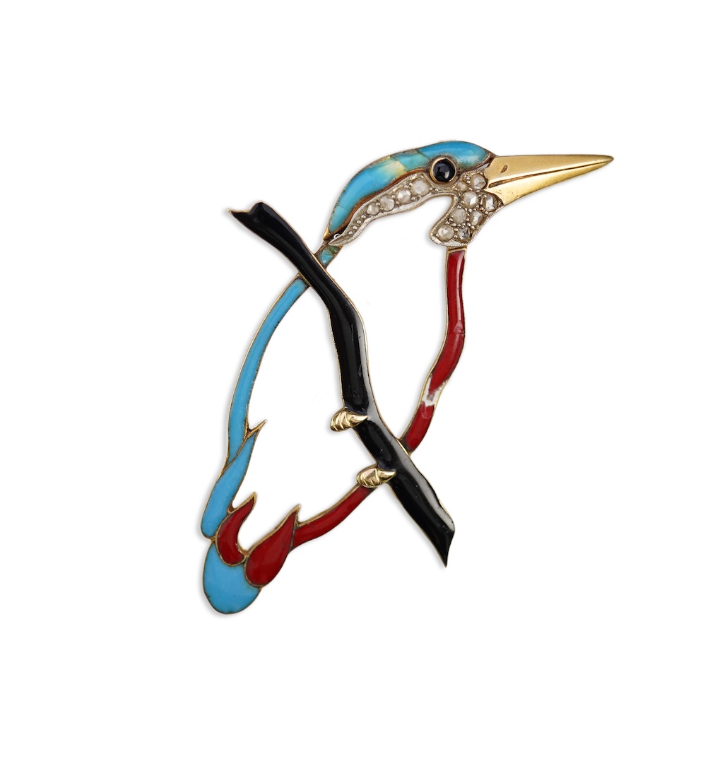 Josef Siess Sohne, a rare enamel and diamond brooch, Austria, circa 1910